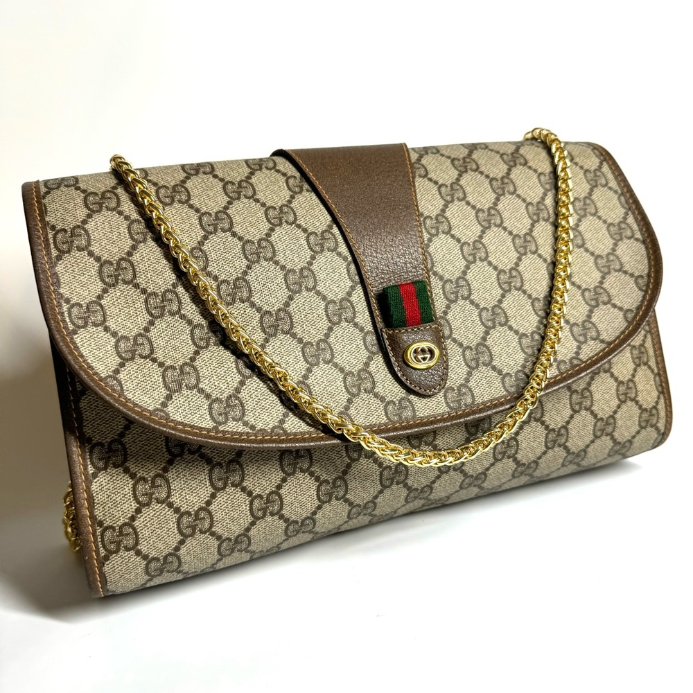 Gucci Large Ophidia Sherry Line Supreme GG Monogram Clutch Crossbody Bag - Picture 14 of 14